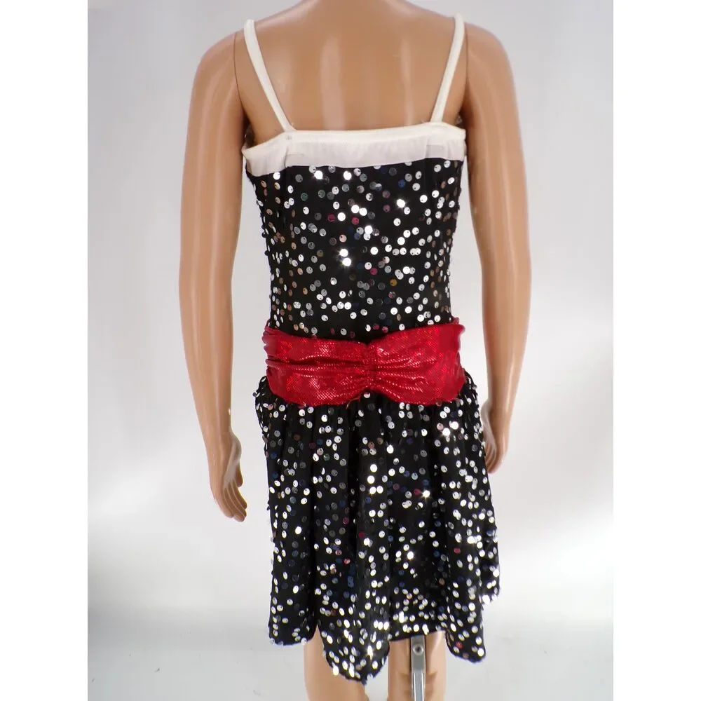 Pre-Owned Dance Costume Costume Gallery 14340 Medium Child Red Jazz Sequins